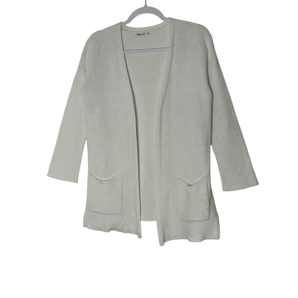 Marine Layer Cardigan Womens XS Off White Catalina Open Front Oversized Pockets‎